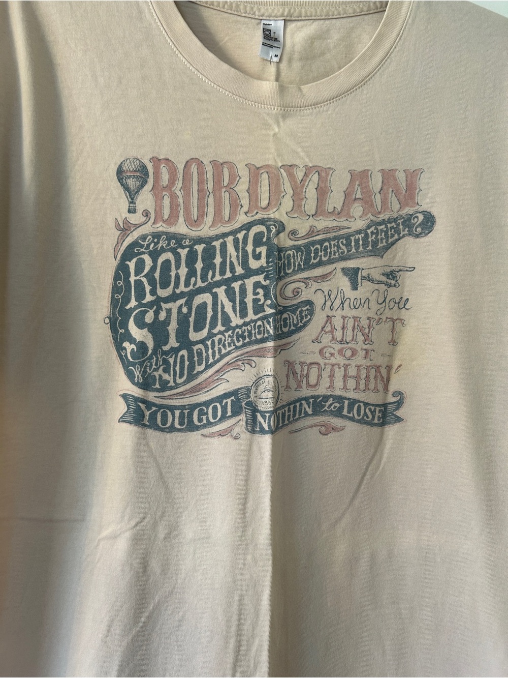 American Apparel Cream Bob Dylan Rolling Stone Graphic Tee